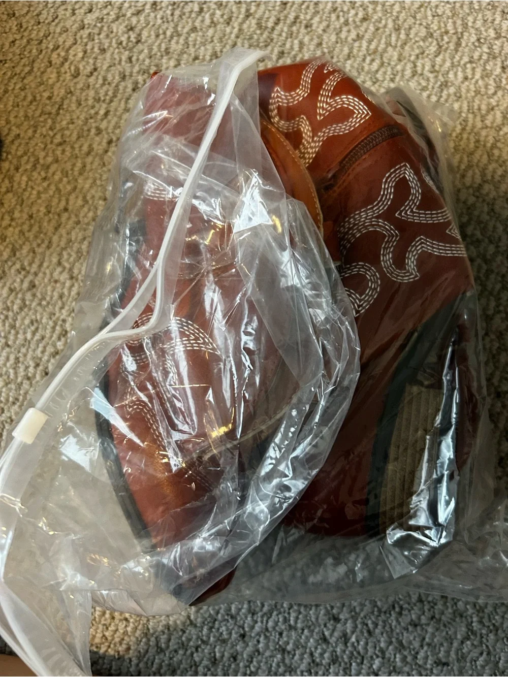 Rust Orange Embroidered Western Boots - Women